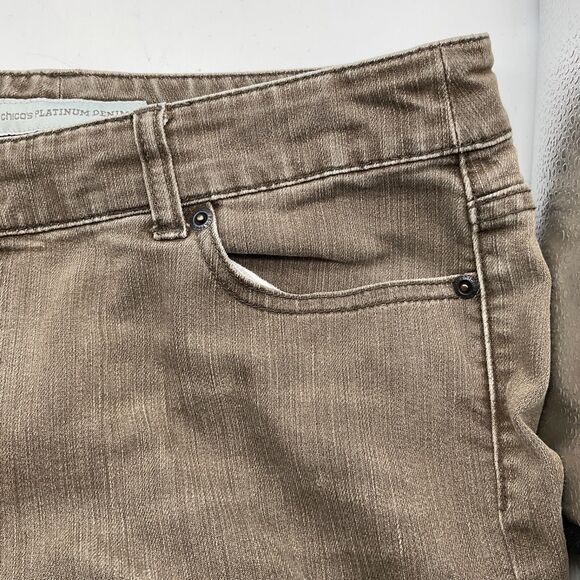 Chico's Platinum Denim Women's Ultimate Fit Slim Leg Jeans Size 2R Pewter Gray - Picture 7 of 10